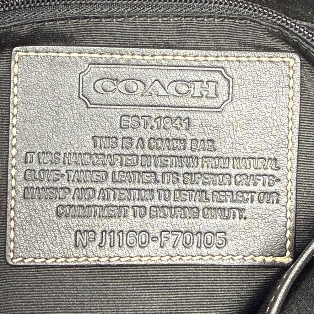Coach Transatlantic Map Messenger Bag Black Leather F70105 Mens Large Crossbody
